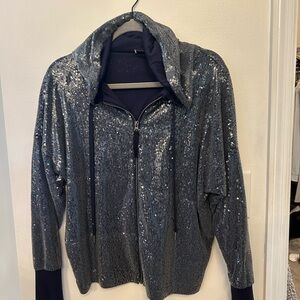 Anthropologie lined sequined zipper jacket size S